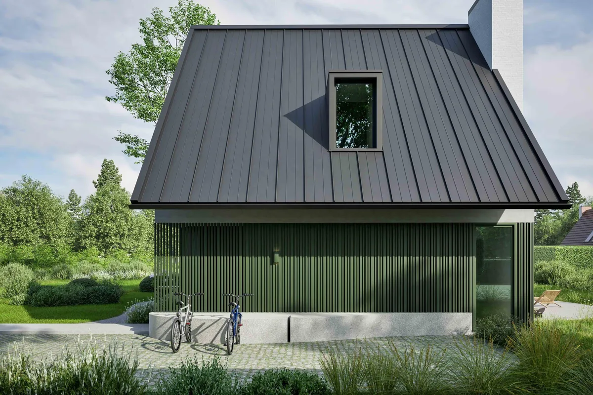 Façade avec bardage Alinel type C vert RAL 6020
