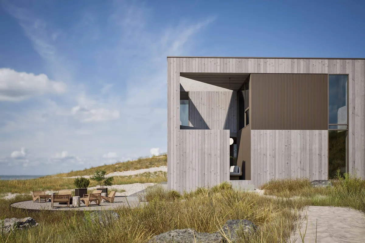 Façade de maison avec bardage aluminium Alinel type D