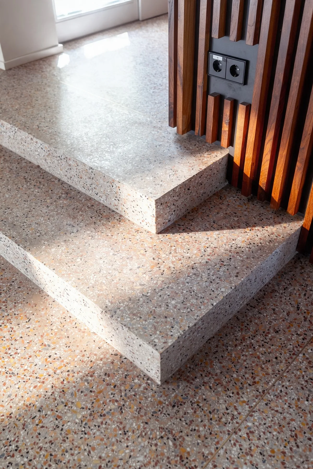 Escalier : réalisation BOW Design en béton ciré, terrazzo
