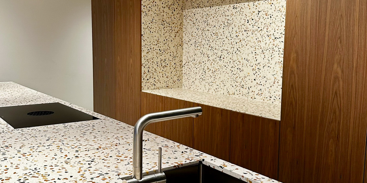 plan de travail cuisine en terrazzo