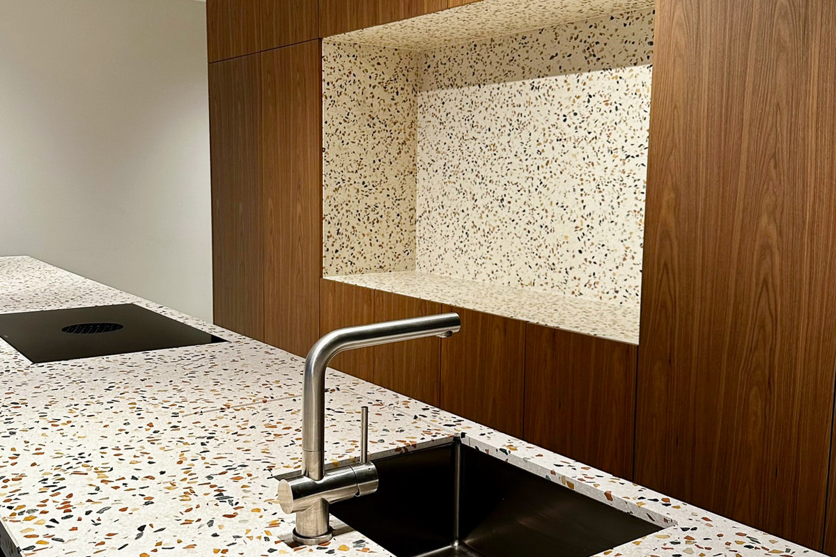plan de travail cuisine en terrazzo